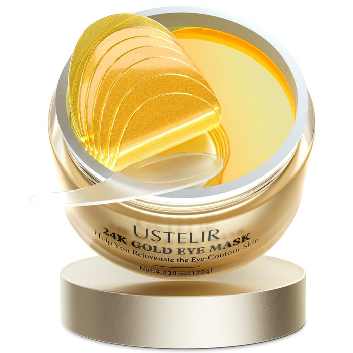 USTELIR 24K Gold Under-Eye Patches – 40 Pairs
