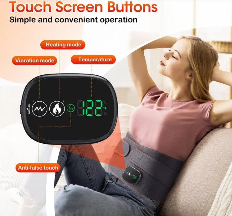 Cordless heated waist massager with adjustable heat and vibration massage for lower back relief
