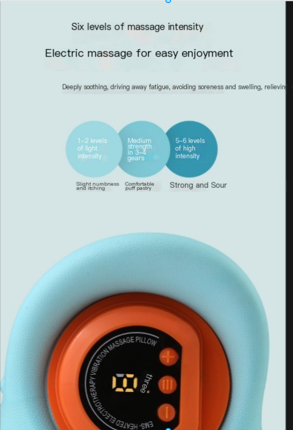 Portable neck massager pillow with ergonomic support and memory foam cushion in neutral color.