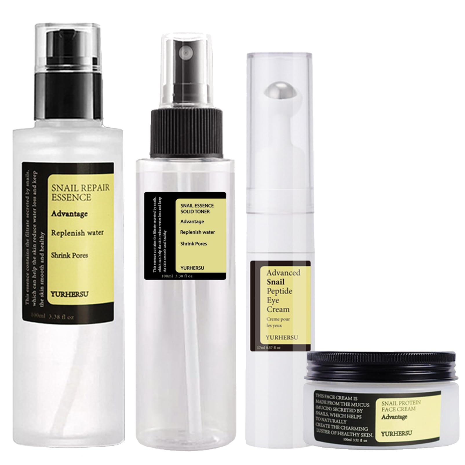 Advanced Snail Mucin Set Face Skin Care Set Korean Skincare Gift Set for Teenage Girls Skin Care Products Set with Serum Cream Eye Cream Toner Facial Snail Mucin Kit for Women Hydrating 4PCS