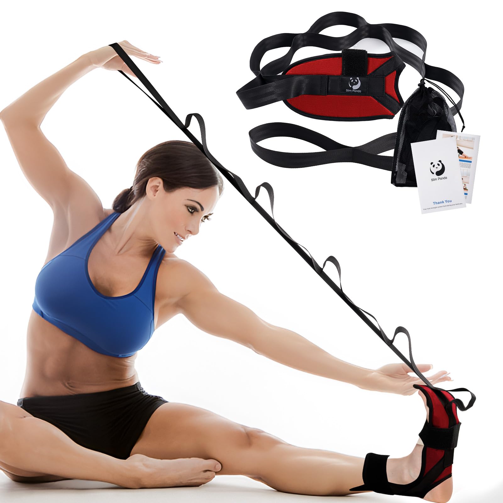 Ergonomic calf stretcher strap for foot and leg stretching, durable and adjustable design