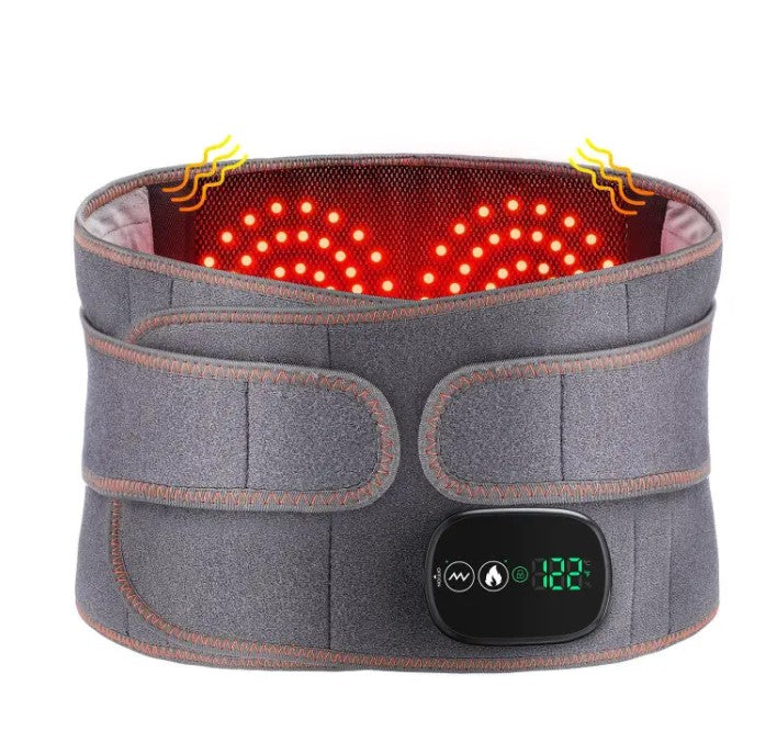 Heated waist massager with adjustable heat and vibration massage for lower back relief, cordless and rechargeable with USB-C cable
