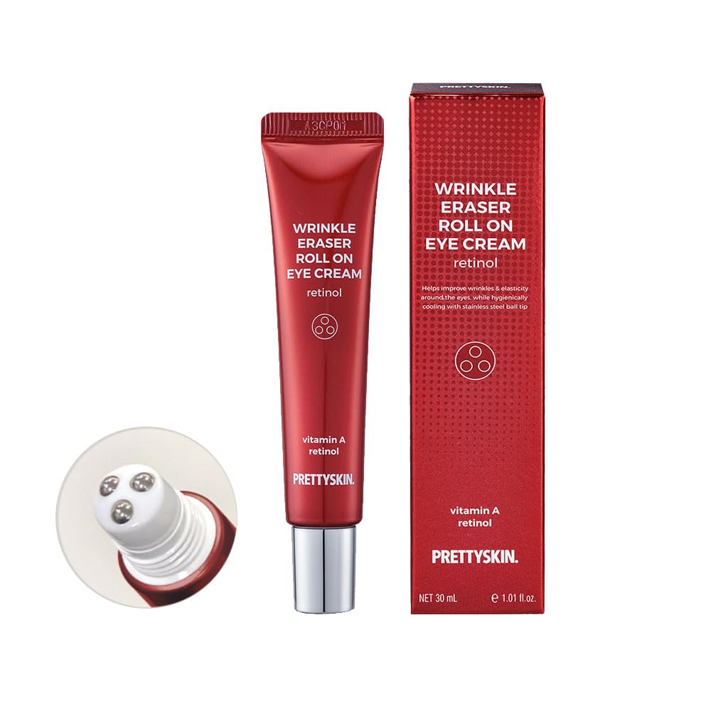 PS.PRETTYSKIN Vitamin A roll-on eye cream for hydrated, radiant skin in compact packaging