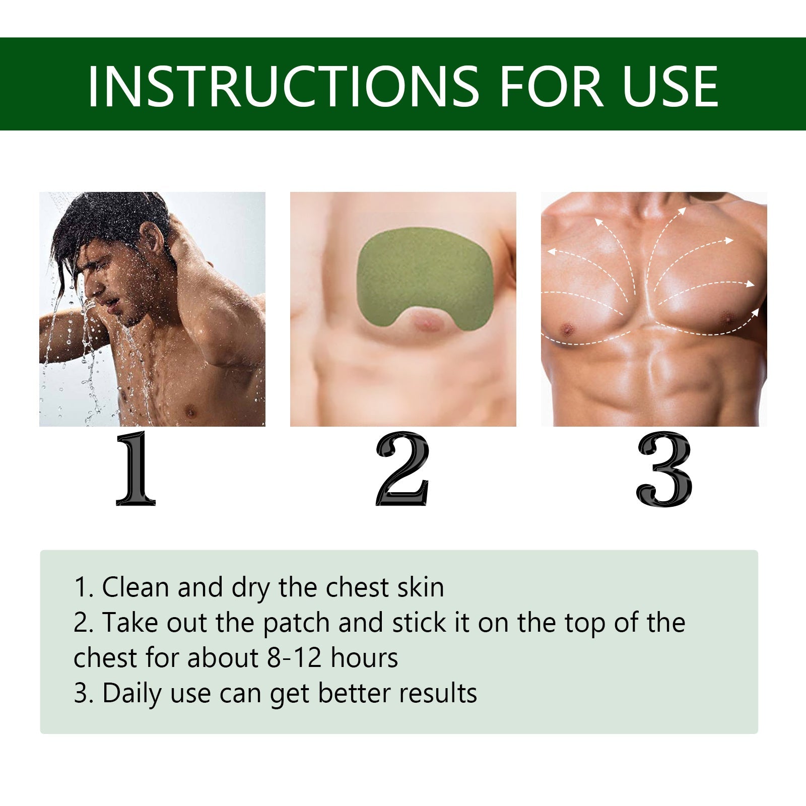 Men’s Chest Firming Care Patches — 12-Piece Set