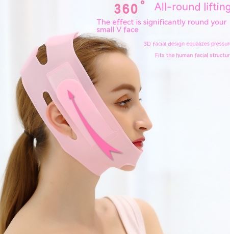 Face Lift Silicone mask for slimming and lifting facial contours, made of soft, reusable silicone with adjustable straps.