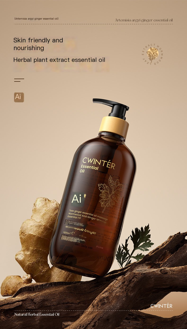 500ml bottle of ginger essential oil for body care and moisture