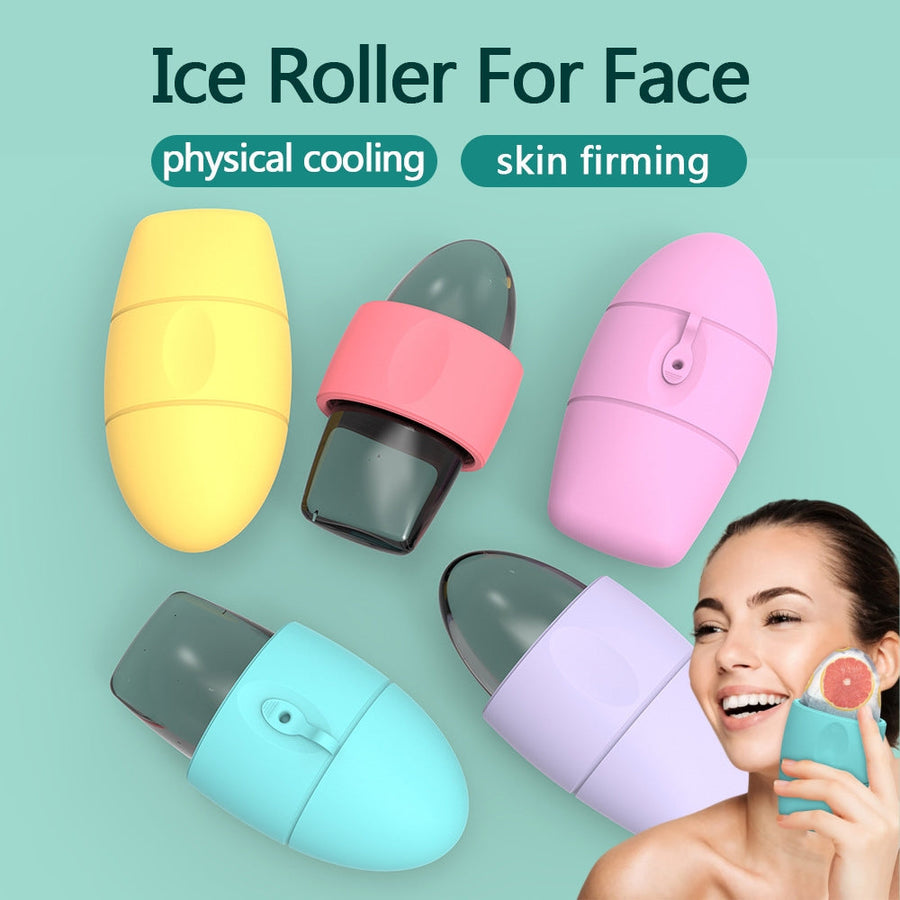 Reusable silicone facial ice mold in multiple colors for cooling and facial massage