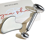 Rena Chris Stainless Steel Face Roller & Gua Sha Set