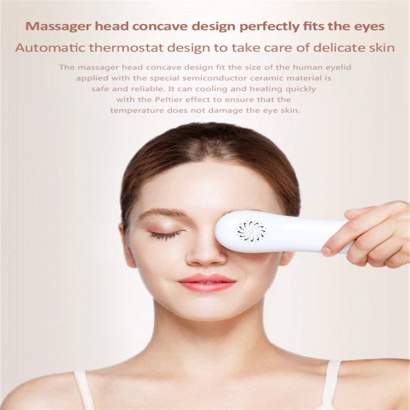 Smart eye massage device with USB charging and soothing eye mask in gold and silver colors