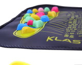 Reflexology Foot Massage Pad with black base, colorful plastic acupressure stones, and yellow reflexology chart printed on surface.