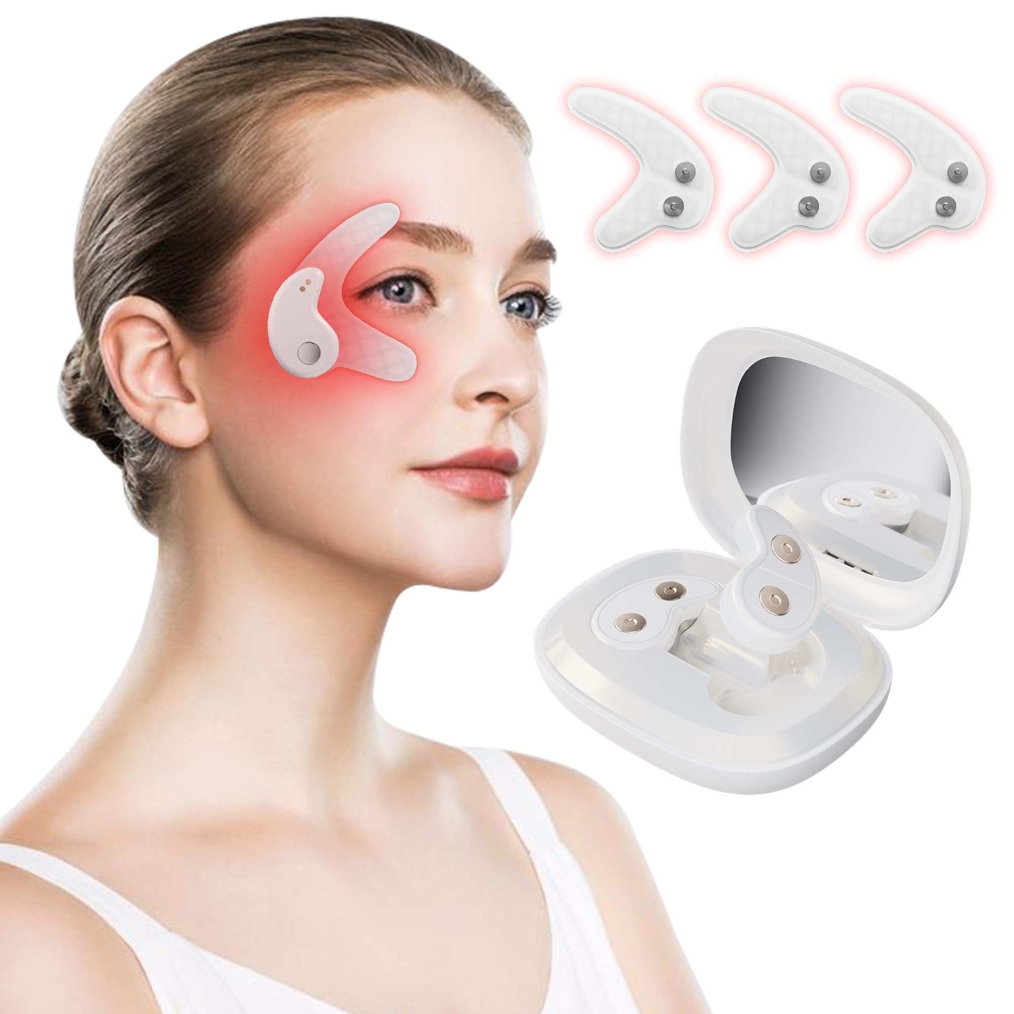 Under Eyes Red Light Therapy handheld eye massager with compact, ergonomic design and LED light technology for reducing puffiness and fine lines.