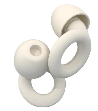 Noise-reducing earplugs made of soft silicone for comfortable sleep, with multiple sizes and storage box.