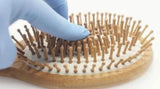 Natural wooden detangling hair brush with bamboo bristles and rubber cushioning for gentle, static-free hair care