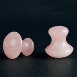 Natural Jade Mushroom Gua Sha massage tool with pink agate stone for skincare and lymphatic drainage