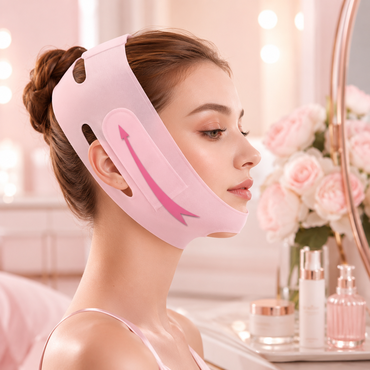 Reusable Face Lift Silicone mask for face slimming and lifting, made of soft skin-friendly silicone with adjustable straps