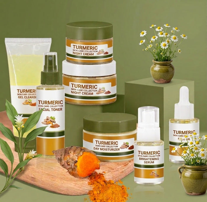 Turmeric Skincare Set: Toner, Cream, Serum, Mask, Scrub