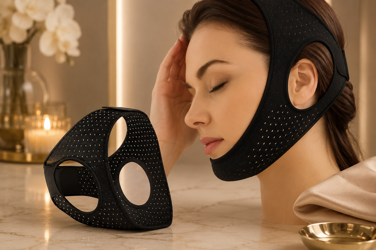 Breathable anti snore chin strap for comfortable, secure, and effective snoring reduction during sleep
