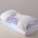 YBZ 3D knitted cotton Yuanbao massage pillow in purple, pink, and yellow, shaped for neck support and comfort
