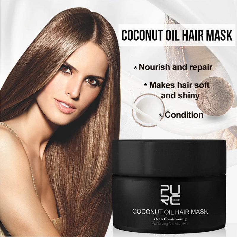 Anti-Shedding Smooth Hair Mask tube with coconut fragrance for frizz control and hair repair