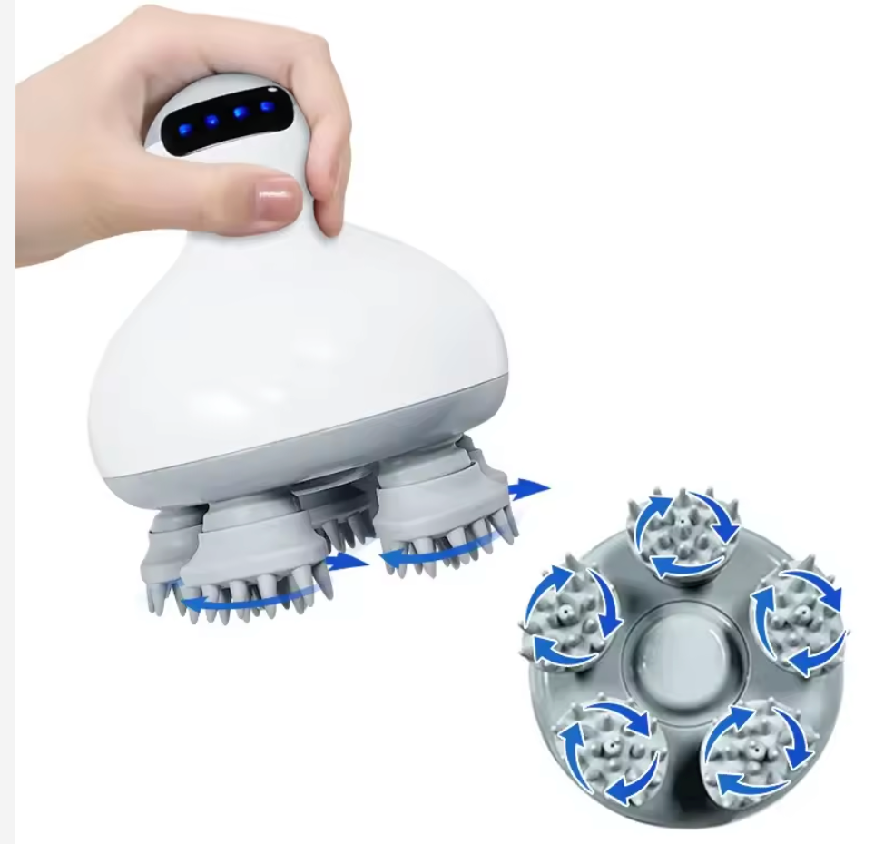 Cordless electric scalp massager with 96 silicone nodes and 2-speed vibration for deep hair cleaning and growth