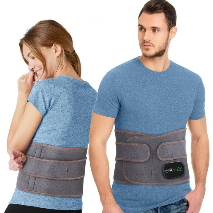 Cordless heated waist massager with adjustable heat and vibration for lower back and waist pain relief