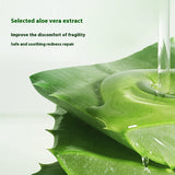 Aloe Exfoliating Gel facial scrub tube with aloe vera leaves and white background