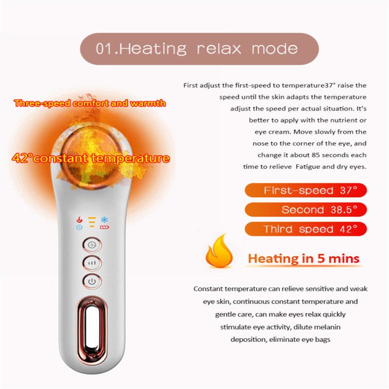 Smart eye massage device with soothing eye mask in gold and silver colors for relaxation and rejuvenation