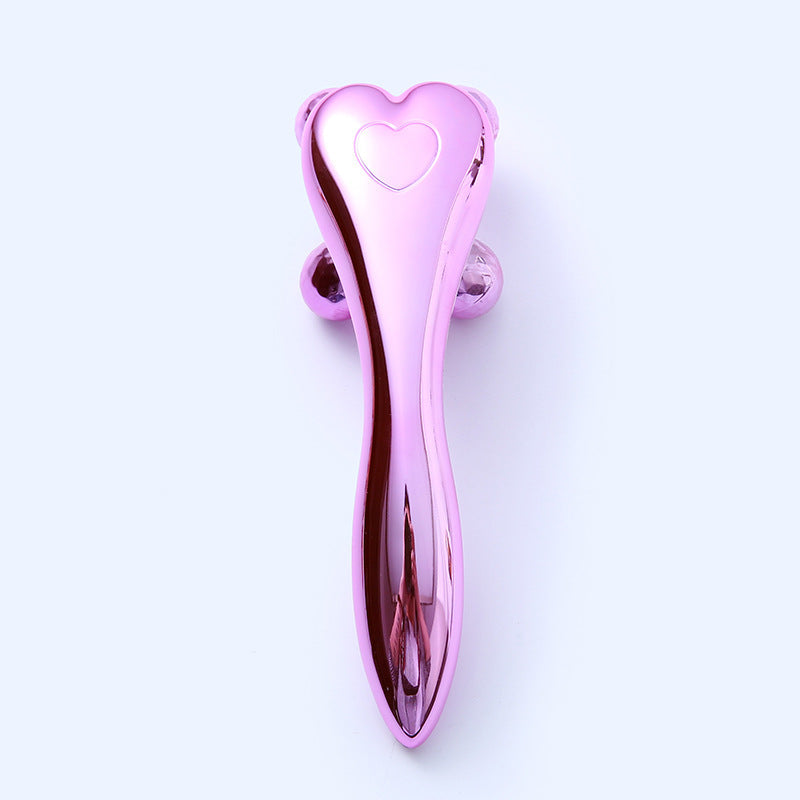 V-Type 4D Roller Massager for face and eye care in gold, silver, and pink colors