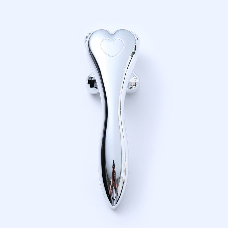 V-Type 4D Roller Massager in gold, silver, and pink for facial and eye care with ergonomic design