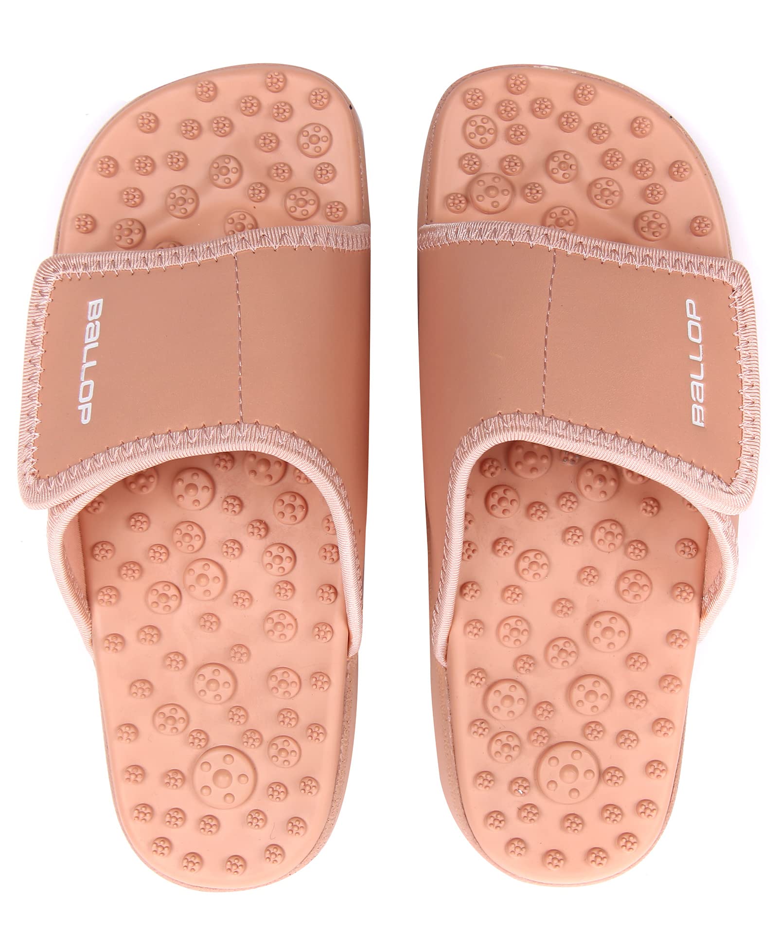 Acupressure slippers with patented footbed and arch support for foot tension relief and circulation boost