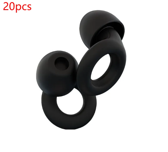 Noise-reducing earplugs made of soft silicone for comfortable, reusable, and effective noise blocking during sleep with storage box included