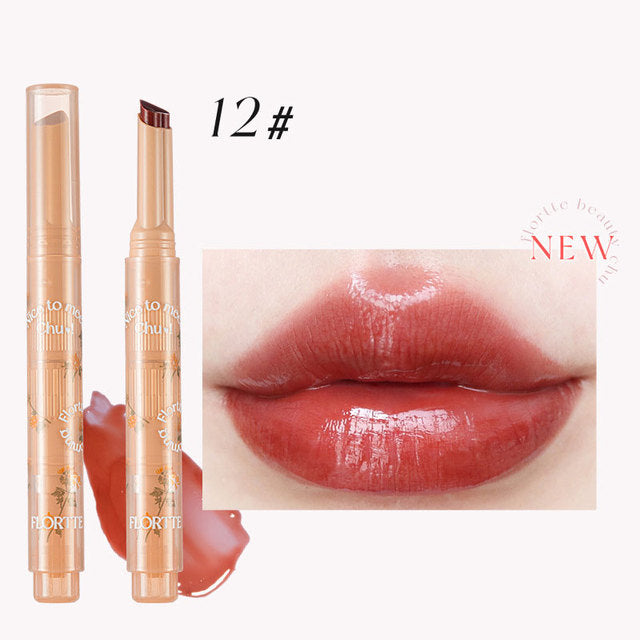 FLORTTE First Kiss Love Stick Lipstick pen with built-in mirror and vibrant color options