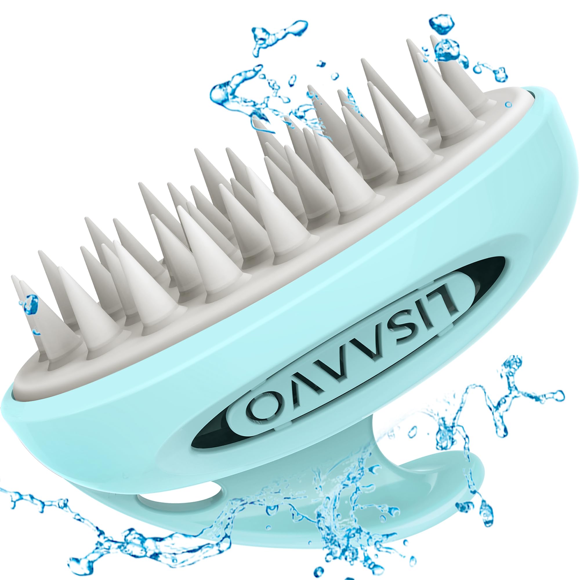 Lisaavo Hair Massager silicone scalp massage brush with soft flexible bristles and ergonomic handle for wet or dry use