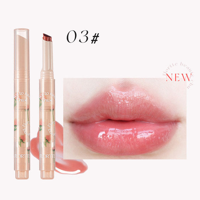 FLORTTE First Kiss Love Stick Lipstick pen with mirror and vibrant shades display