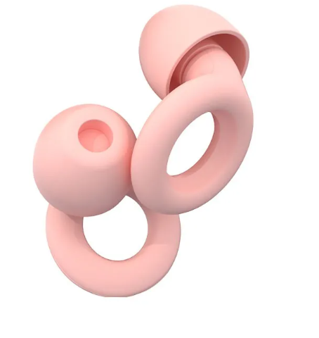Noise-reducing earplugs with soft silicone material and storage box for comfortable, reusable noise blocking during sleep.