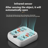 Charging Automatic Kneading Foot massager in gray white with infrared sensor, rolling massage nodes, and digital control panel.