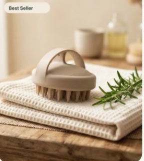 Scalp Massager Shampoo Brush 100% Soft Silicone Scalp Scrubber Scalp Exfoliator Brush for Dandruff Removal Scalp Massager for Hair Growth Wet Dry Hair Massager Shampoo Brush Khaki